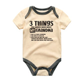 Kiddiepro Funny grandmother baby bodysuit Three things you should know about grandma Cute custom Unisex infant newborn gift boy girl outfit